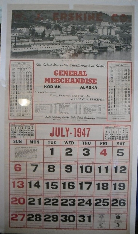 Kodiak Mercantile 1947 Calendar