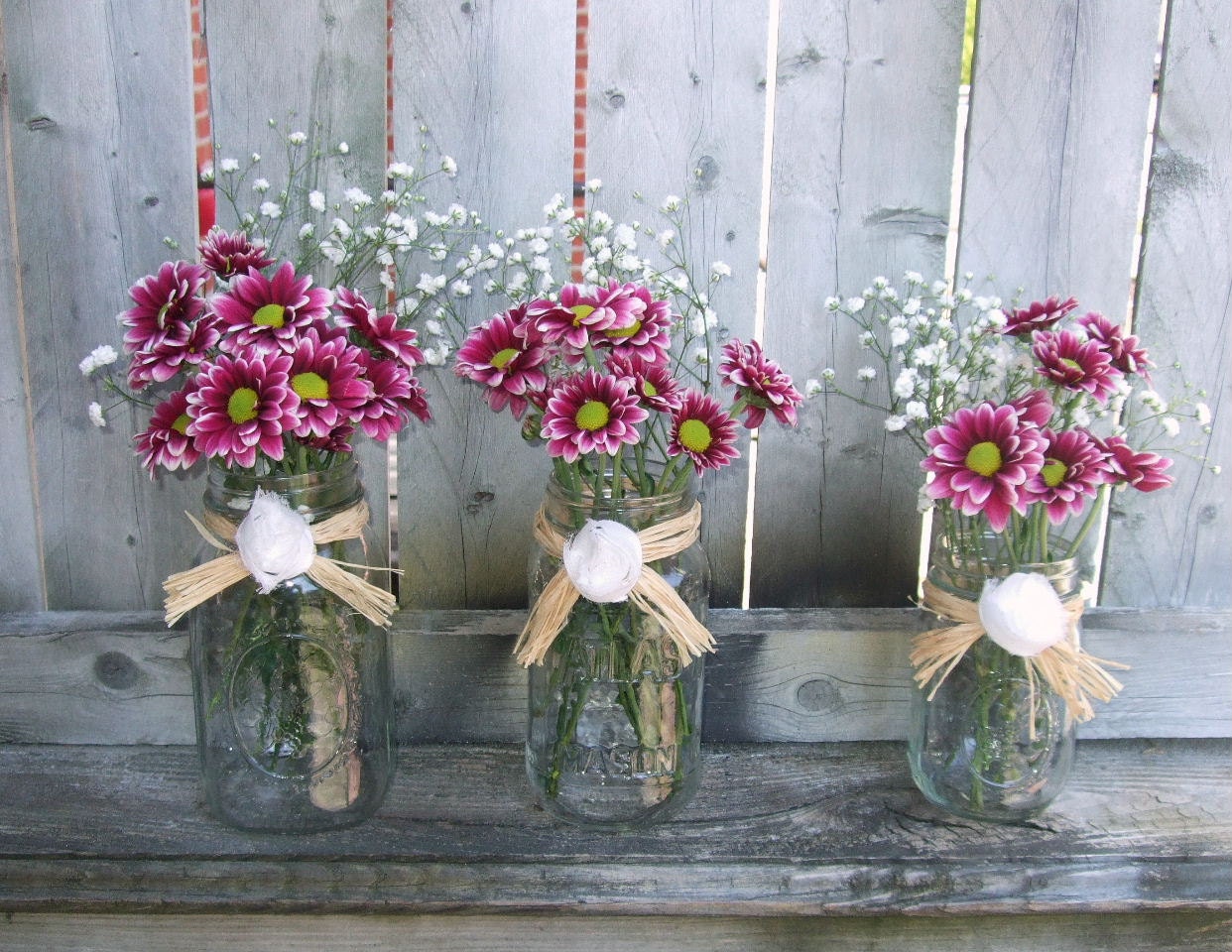 Rustic Wedding Decor / Mason Jar Wedding Centerpiece /Wedding