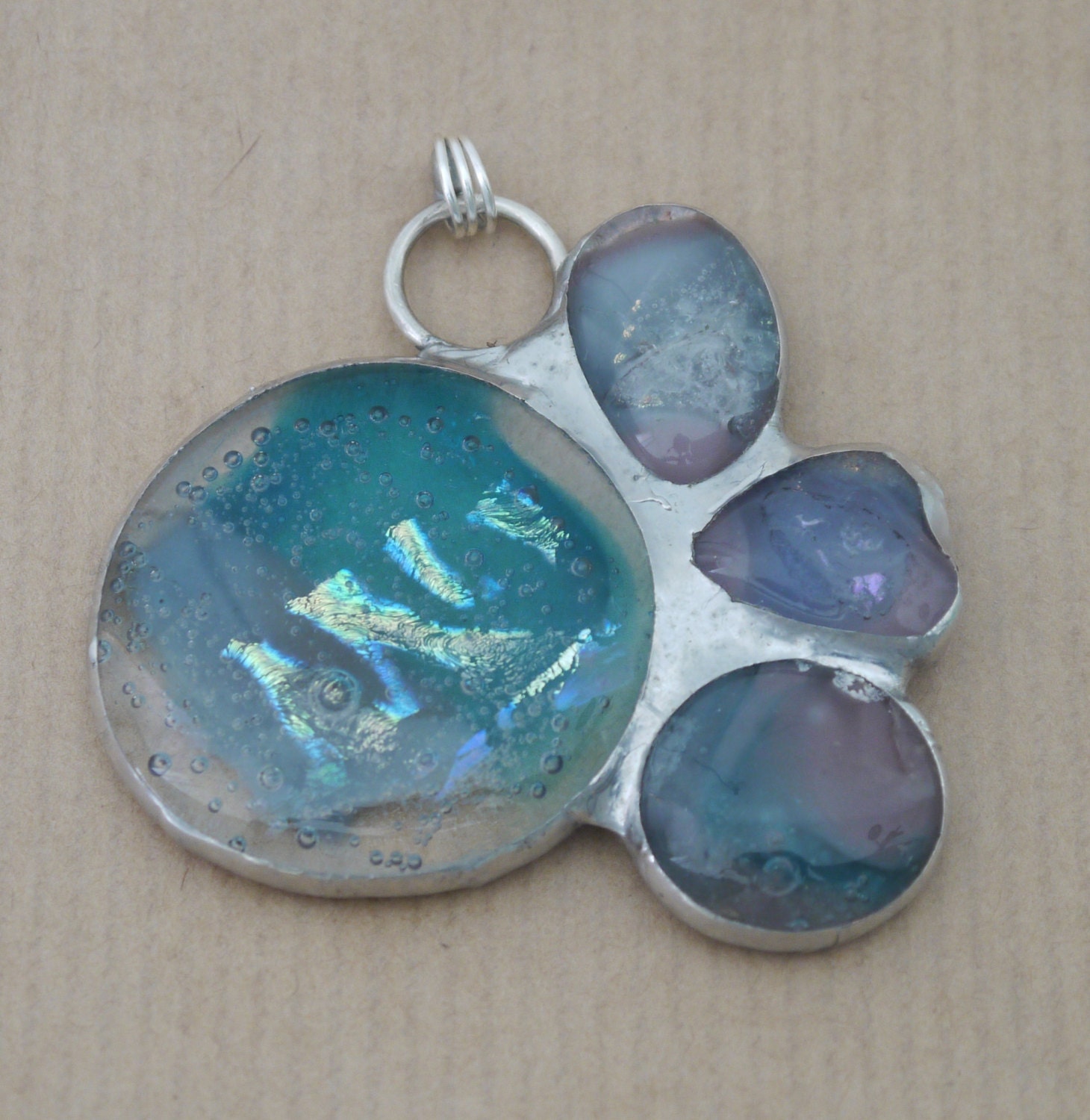 Soldered fused glass pendant by Greengypsysdesigns on Etsy