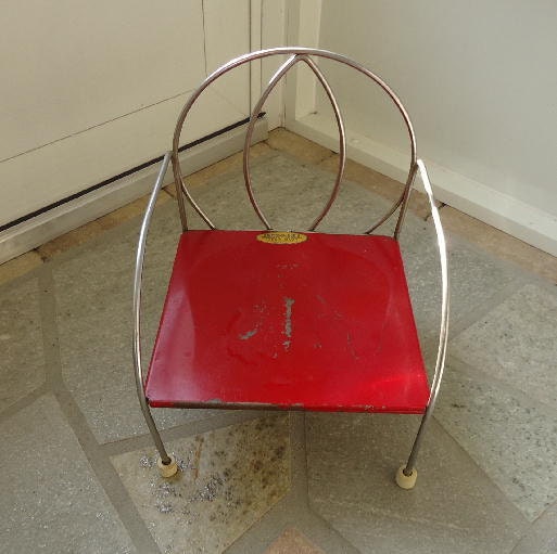 Vintage JackNJill Kiddie Chair 1950’s Booster Chair Red and Chrome
