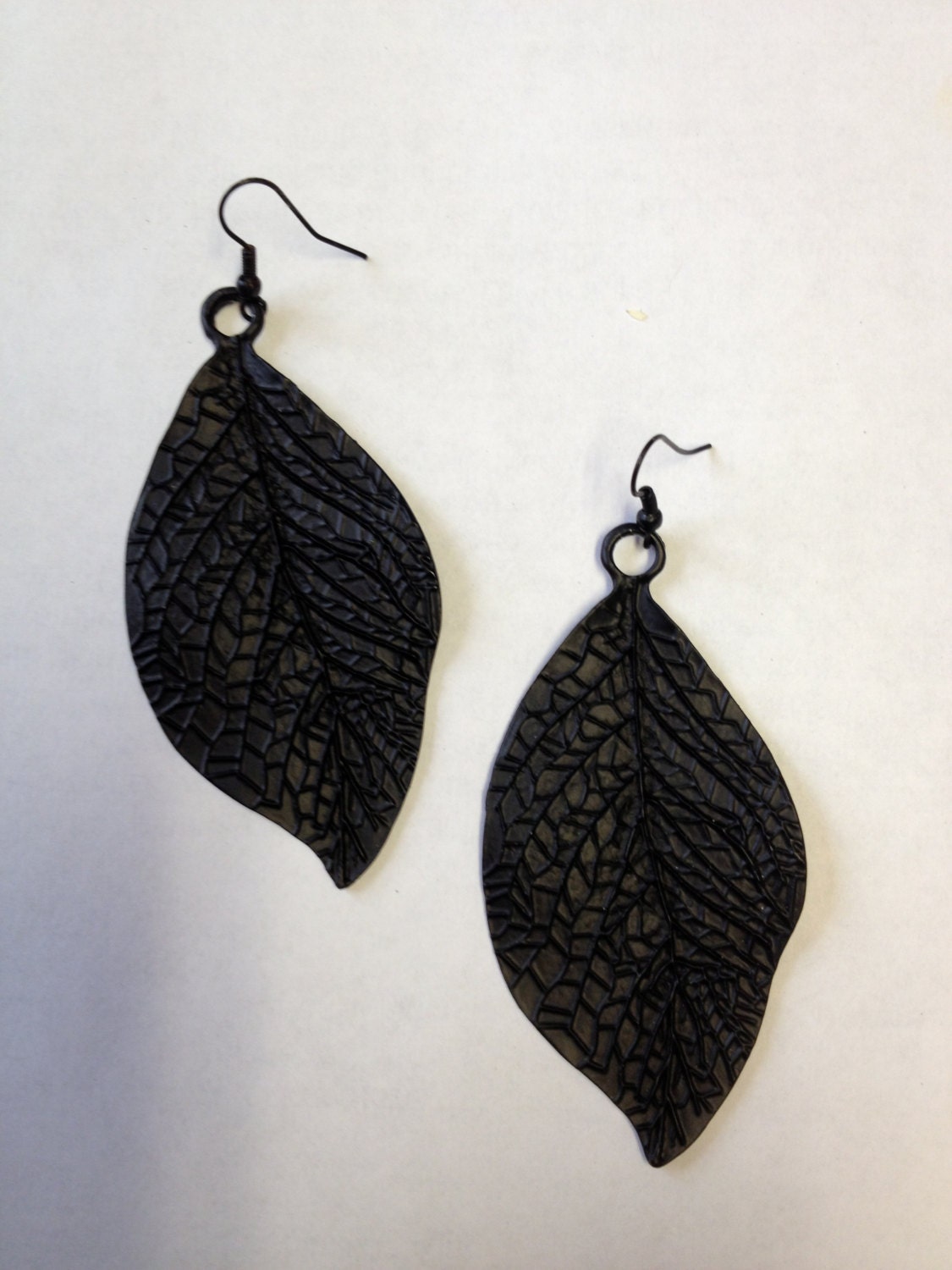 Black Metal Leaf Earrings