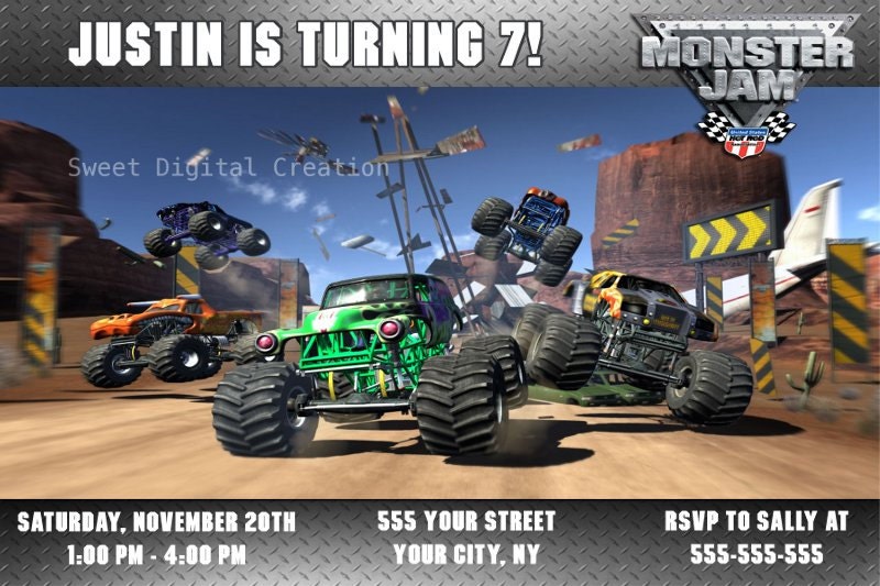 Monster Jam Birthday Party Invitation by SweetDigitalCreation