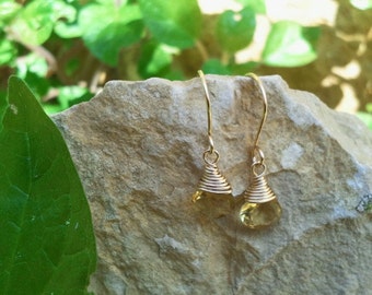 Tiny citrin earrings - November Birthstone