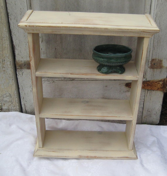 Shabby wood shelves painted distressed rustic shelves