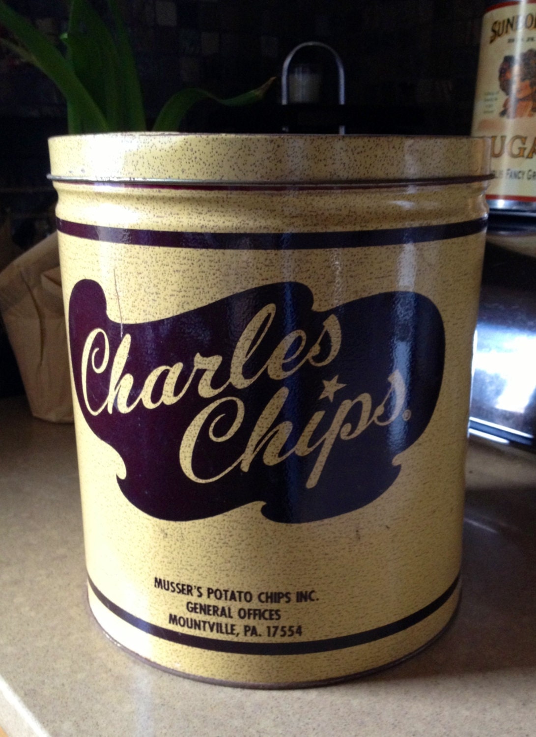Vintage Charles Chips Tin Can Unsalted