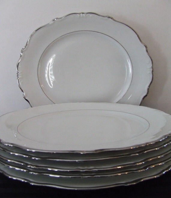 Set Of 6 Vintage Heirloom Platinum White Dinner Plates   Il 570xN.462302767 J1ir 