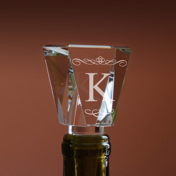 Crystal Personalized Wine Bottle Stopper with Single Initial