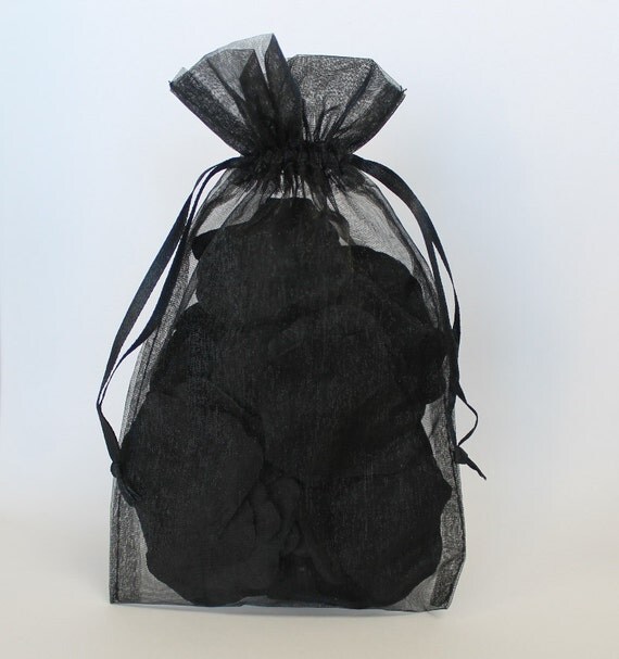 100 Black Organza Bags 5 x 8 Inch Sheer by LittleThingsFavors