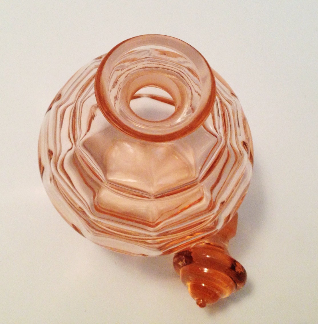 Rose Pink Depression Glass Small Decanter by VintageMarketCT