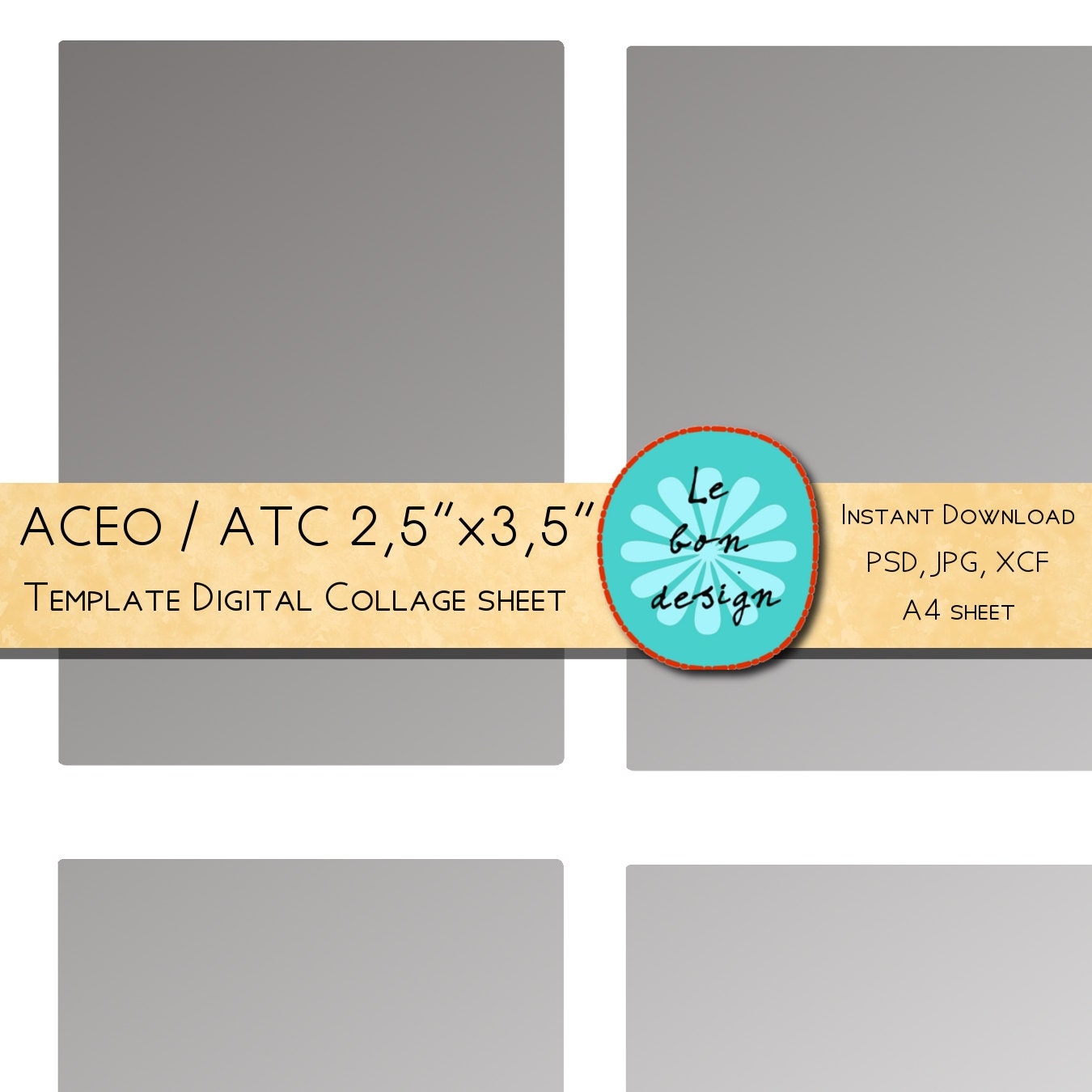 ACEO / ATC template 25 x 35 inch diy digital collage sheet