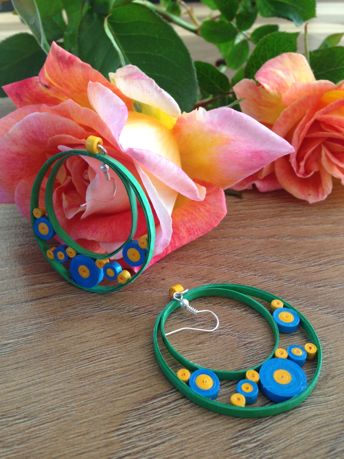 handmade paper quilled earrings by PAPERCRIB on Etsy