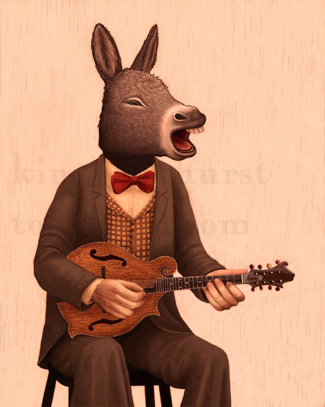 Mandolin Donkey Musician signed print