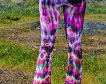 Tie Dyed Black Light Psychedelic Yoga Pant by Wildflowerdyes
