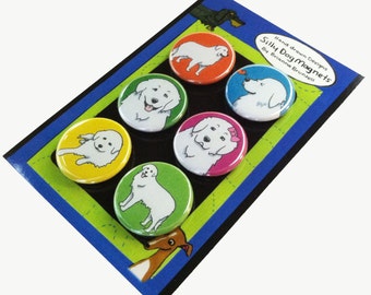 Great Pyrenees Silly Dog Magnet Set