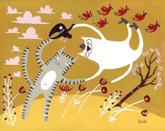 Happy Birthday Dog n Cat Card Guitar Playing Dog with by 3crows