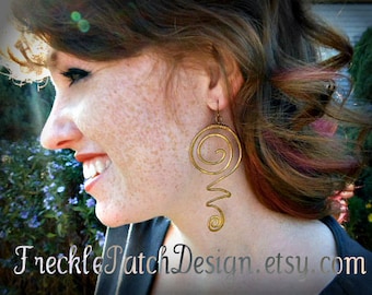 Shazam Earrings/ Brass Earrings/ Gold/ OOAK