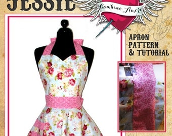 Retro Apron Pattern - Sweetheart Neckline Womens Apron Pattern - PDF Instant Download - Sewing Pattern - BambinoAmore Pattern