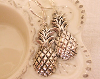 Silver Pineapple Earrings Hawaii Earrings Fashion Earrings Cute Earrings Fruit Earrings Cute Earrings Summer Earrings Vintage Handmade