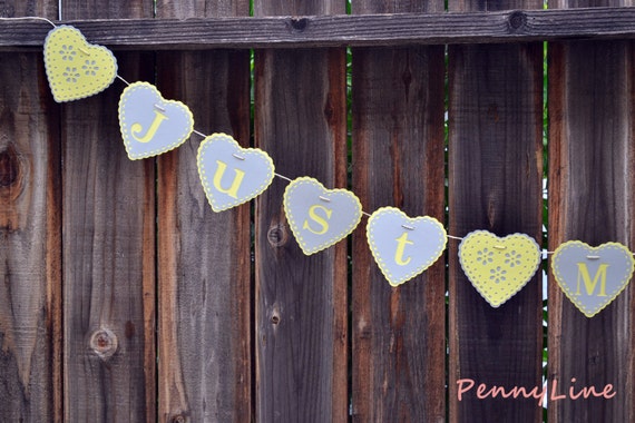 Yellow and Gray Wedding banner - Just Married - Yellow and Gray