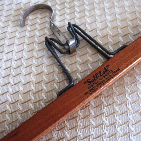 Vintage Wooden Hanger Skirt Pants Hanger SelfLok by CinfulOldies