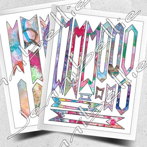 Artful Banners Digital Collage Sheet Set