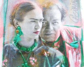 Frida Kahlo Diego Rivera limited edition mixed media photographic print - luxurious notecard most suitable for framing - from ROMANCE series Frida Kahlo Diego Rivera limited edition mixed media photographic print - luxurious notecard most suitable for framing - from ROMANCE series