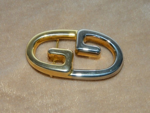 vintage 1970s GUCCI belt buckle // GG by RetroHommeVintage on Etsy