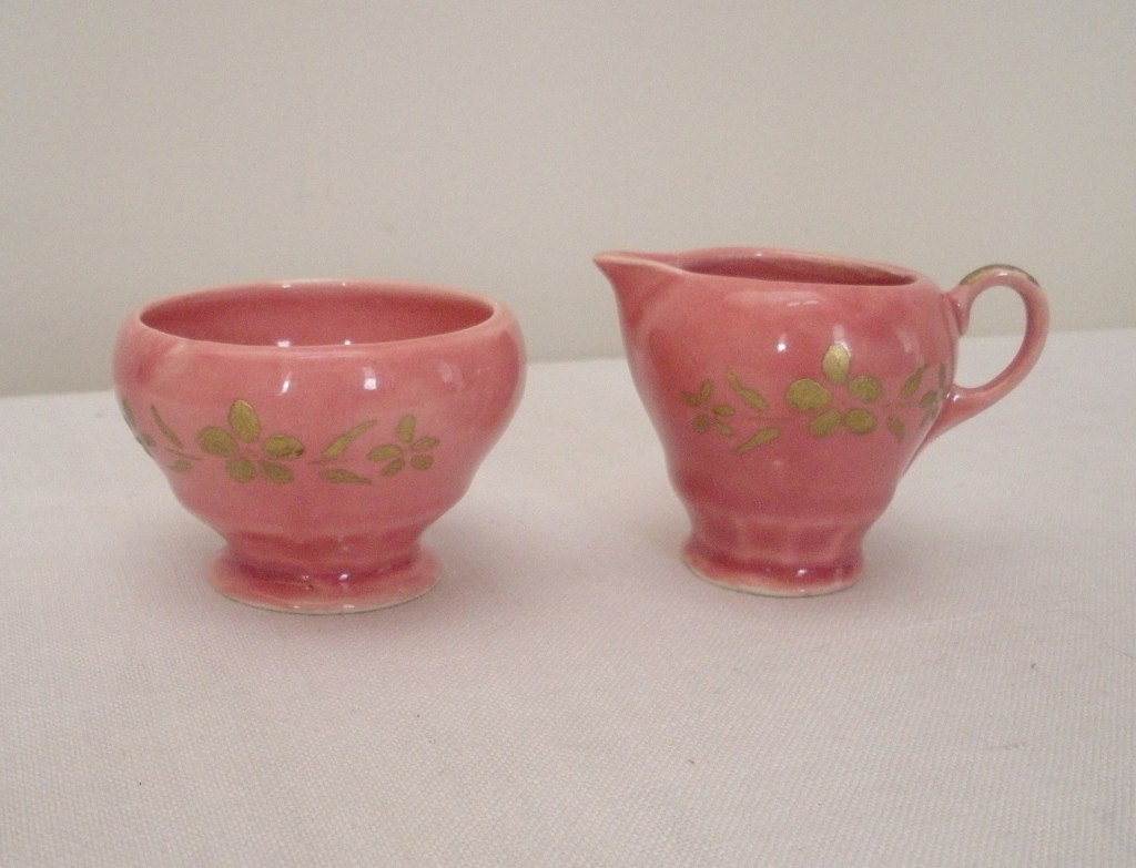 Vintage Pink & Gold Child Cream and Sugar Set Haute Juice