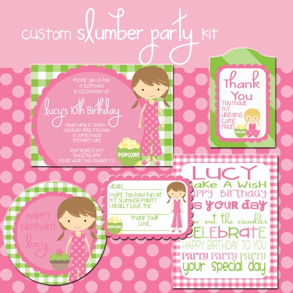SLUMBER PARTY Birthday Party Printable Kit, Custom Il_570xn