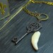The Wolf at My Door. Antique style Skeleton key and coyote tooth rustic talisman unisex necklace.