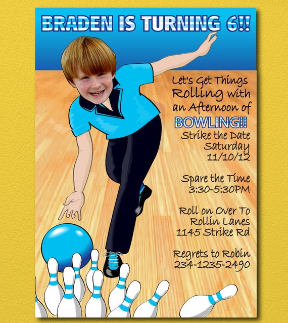 Knaben Bowling Einladung Geburtstag individuell mit Ihrem