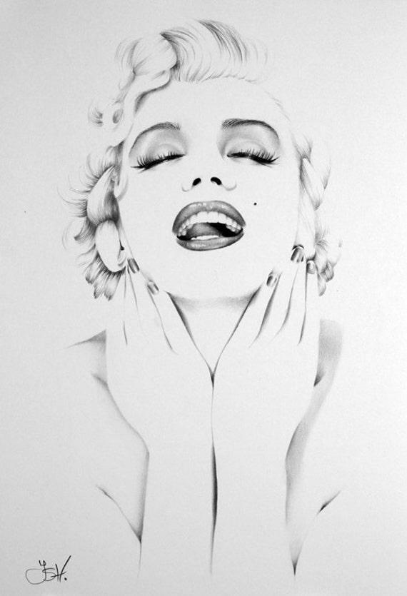 Marilyn Monroe Minimalism Original Pencil Drawing Fine Art