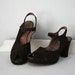 Vintage 1940s JUDY LEE DEBS Brown Perforated Suede Peep Toe Shoes