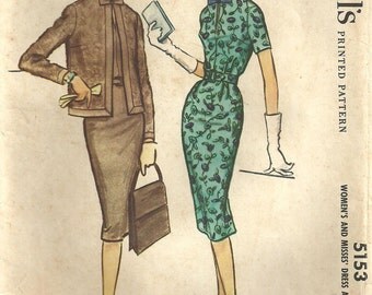 McCalls 5153 Vintage 50s Sewing Pattern // Size 16 Bust 36 // Dress Jacket
