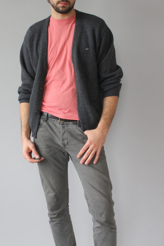 Items similar to Charcoal Gray Cardigan Mens Med on Etsy