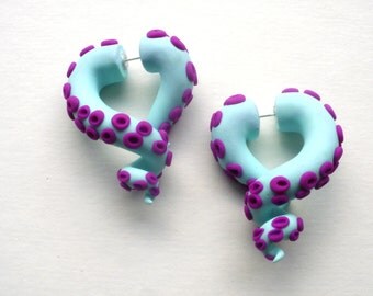Caribbean Reef Octopus Fake Gauged Tentacle Earring
