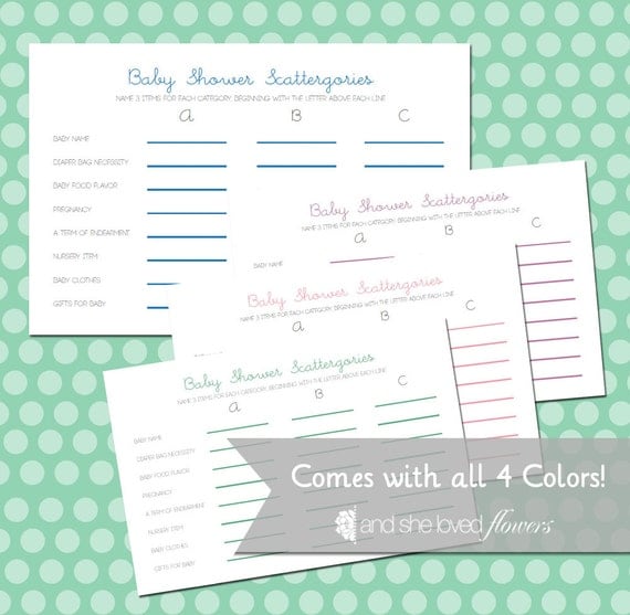 scattergories lists for baby shower