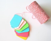 35 Mixed Color Price Tags Textured Cardstock Die Cuts Plus Bakers Twine, 25 yards of your choice of Bakers Twine A592 Il_170x135