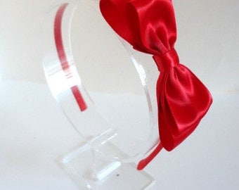 Red Bow Headband. Red Satin Bow Headband. Girls Hair Accessories.Adult Headband. Teen Headband. Red Headband. Womens Hair Accessories. Red