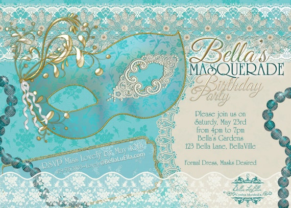 mardi gras invitation sweet 16