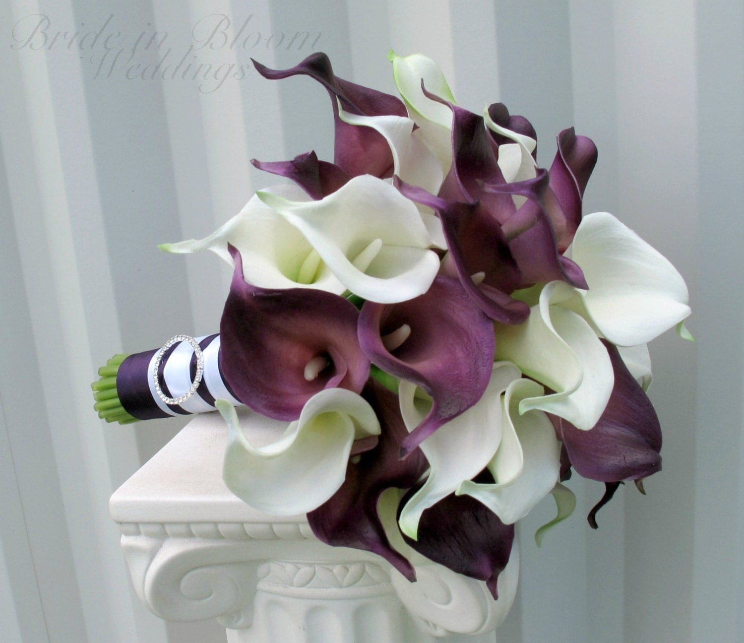 plum calla lily wedding bouquet bridal bouquet real touch