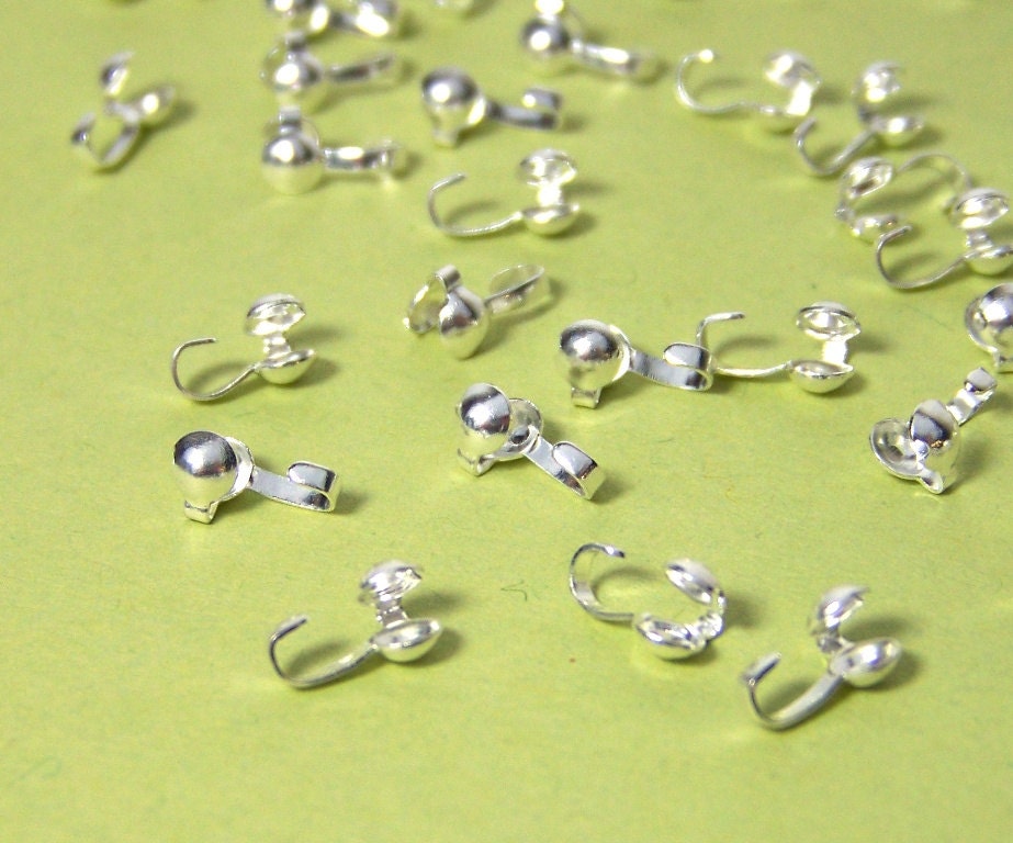 silver plated bead tip knot cover side clamp open loop 3mm