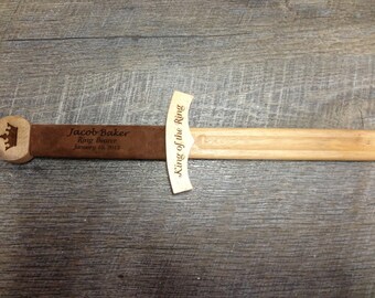 Ring Bearer Gift -Custom Wooden Sword - play sword - leather handle