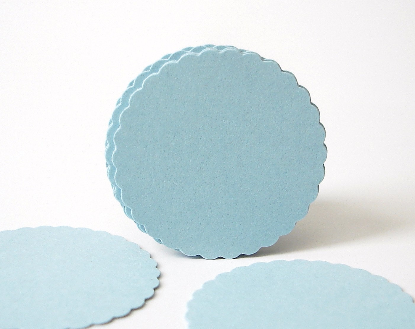 50 Light Blue Scalloped Circles punch die cut scrapbook