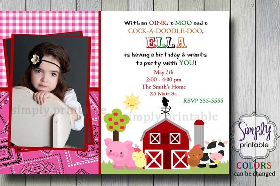 Pink Farm Birthday Invitation Il_570xn