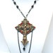 RESERVED Gothic Victorian Cross Necklace - Bejewelled In Red
