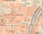 1897 Original Antique City Map of Turin in the 19th Century