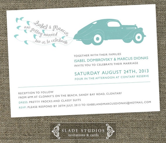 Antique Car Wedding Invitations 2