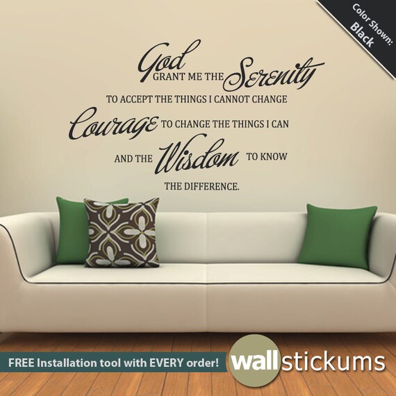 Items similar to Serenity Prayer Quote Wall Decal Vinyl Wall Quote Living Room Bedroom Decor 