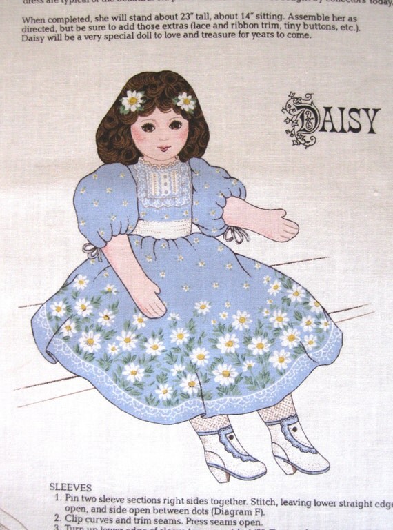 Fabric Doll Panel 23 tall Stuffed Doll Pattern Cut & Sew